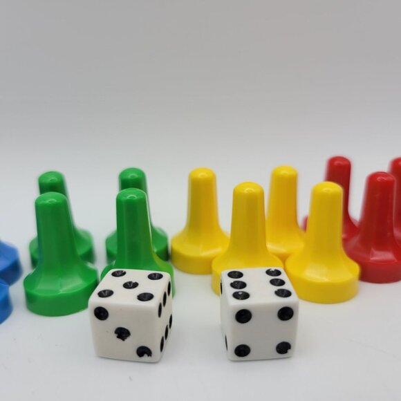 Parcheesi Replacement Tokens 1989 Plastic Pieces Small Dice Colors Game - Picture 3 of 8
